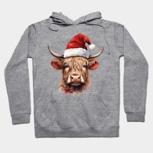 Santa Highland cow Hoodie